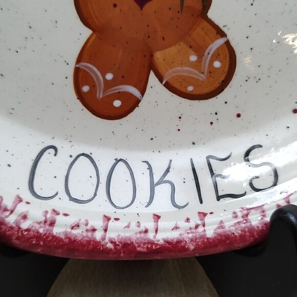 Vintage Santa's Cookies Plate Gingerbread Man Oval Scalloped Dish 1990's - Picture 4 of 9